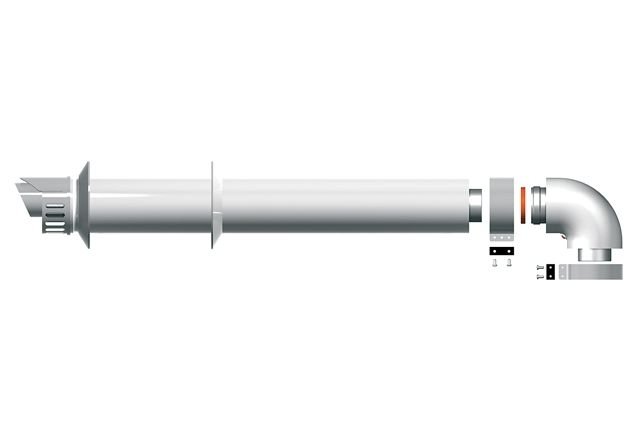 Телескопический комплект для горизонтального дымохода  DN 60/100  длиной 450-650 мм